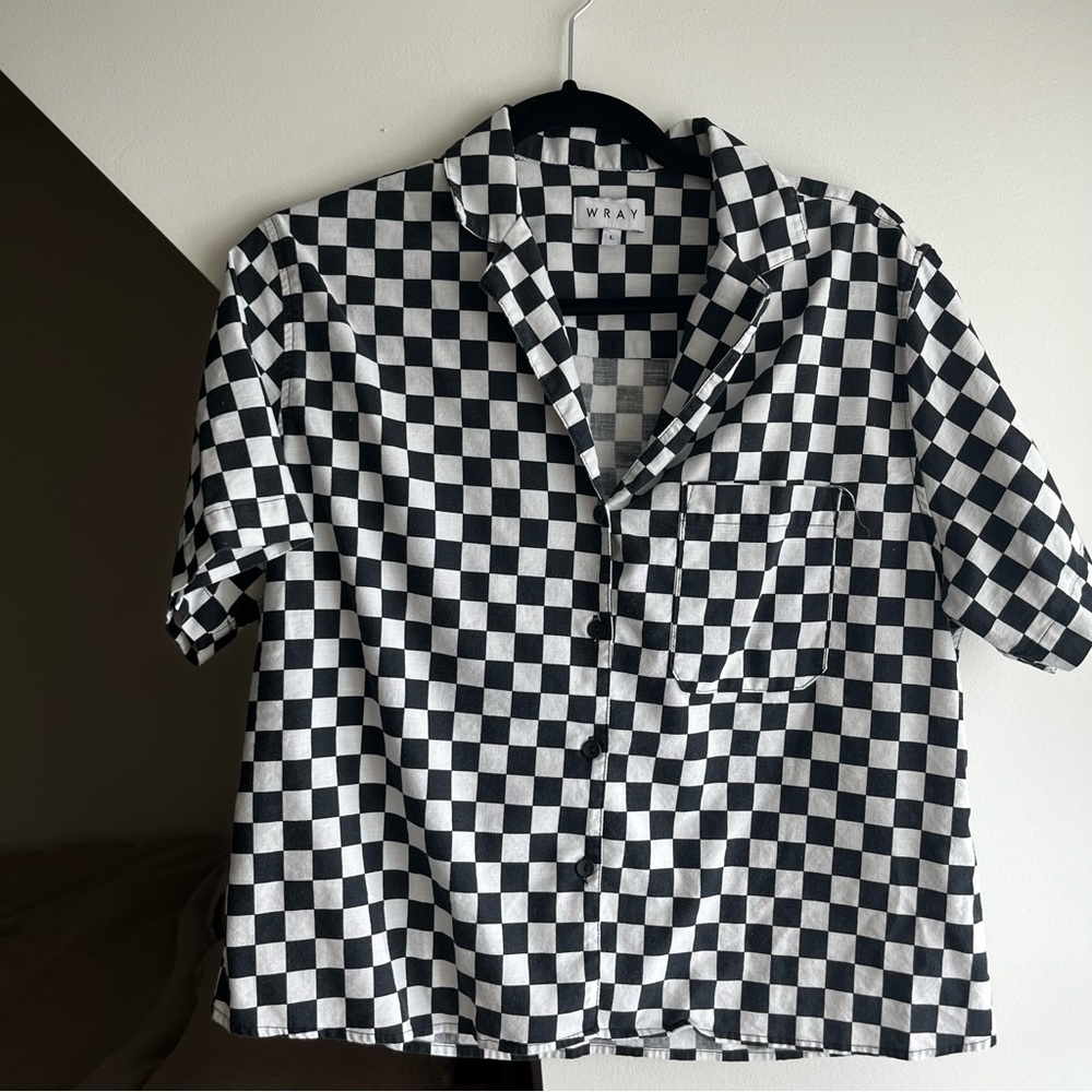 Wray NYC Checkered Lapel Top